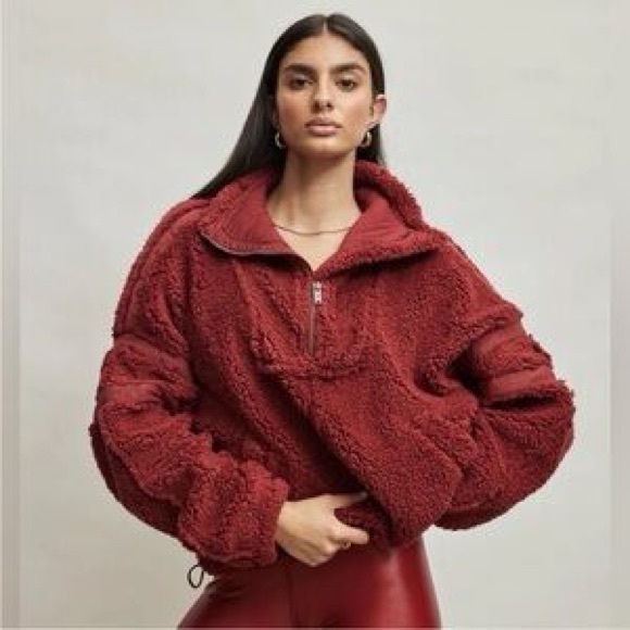 FP Movement by Free People Jackets & Blazers - FP Movement by Free People Maroon Teddy Jacket